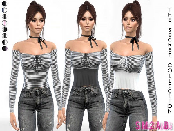  The Sims Resource: 344   Bare Shoulder Crop Top by sims2fanbg