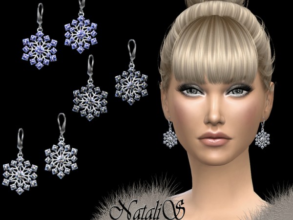  The Sims Resource: Sparkling snowflake earrings by NataliS