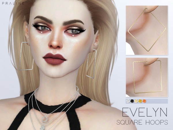  The Sims Resource: Evelyn Square Hoops by Pralinesims