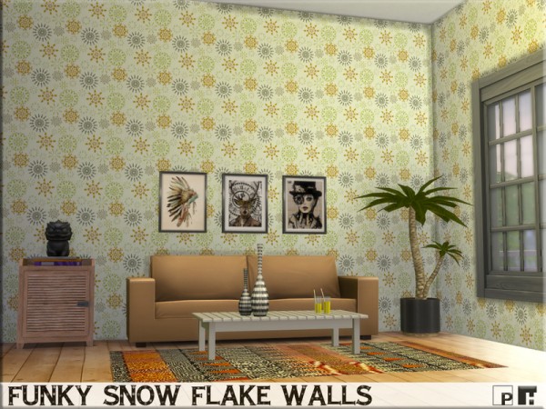  The Sims Resource: Funky Snowflake Walls by Pinkfizzzzz