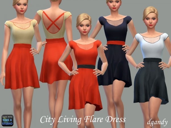 The Sims Resource: City Living Flare Dress by dgandy