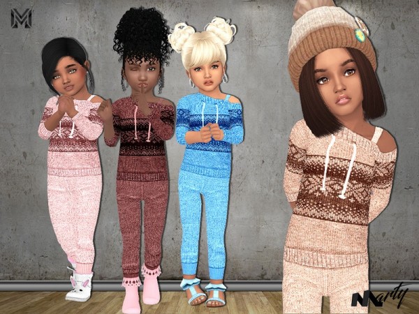  The Sims Resource: Toddler Off Shoulder Sweaters and Pants