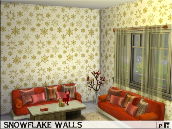  The Sims Resource: Snowflake Walls by Pinkfizzzzz