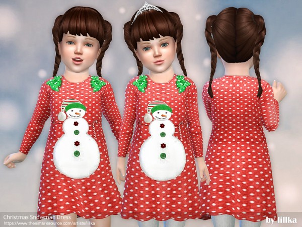  The Sims Resource: Christmas Snowman Dress by lillka