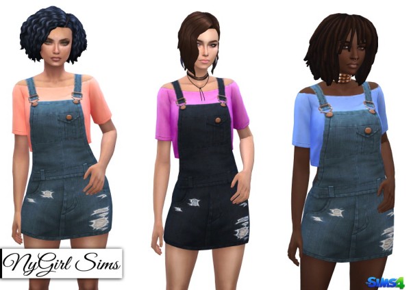  NY Girl Sims: Overall Mini Dress with Crop Tee