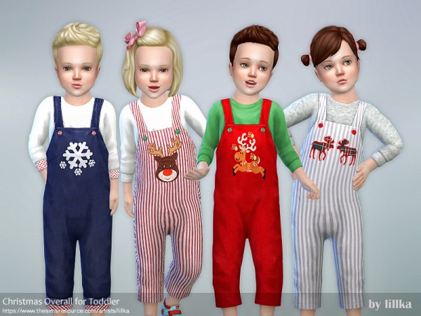  The Sims Resource: Christmas Overall for Toddler by lillka