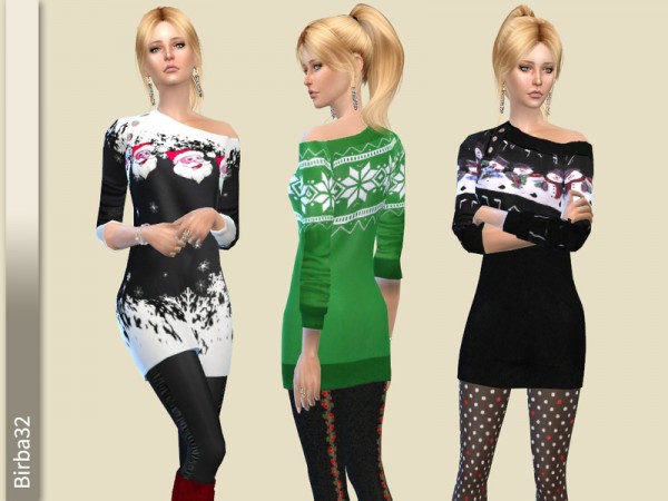  The Sims Resource: Wool Christmas Dress by Birba32