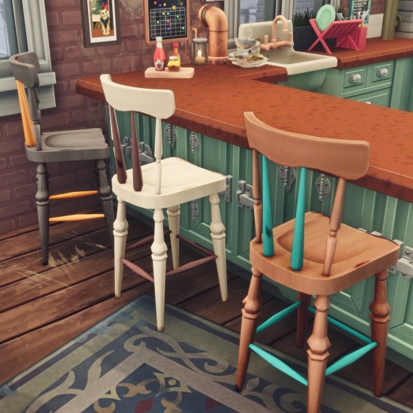  Picture Amoebae: Shabby wooden chair and bar stool