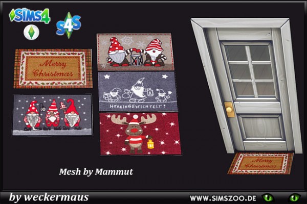  Blackys Sims 4 Zoo: Huts Christmas foot mats by weckermaus