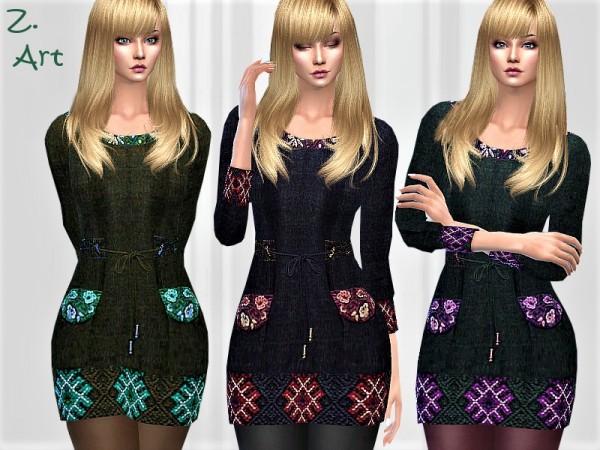  The Sims Resource: Chic denim dress Debby   Winter CollectZ. 06  by Zuckerschnute20