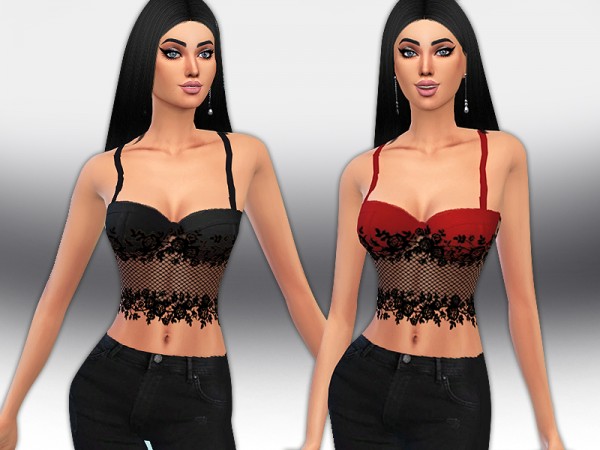  The Sims Resource: Beatrice Lace Tops by Saliwa