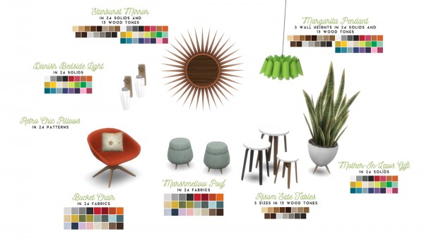 Simsational designs: Mid Century Eclectic Object Set
