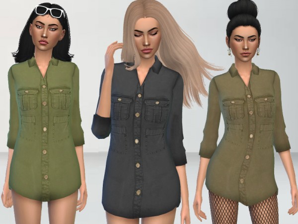  The Sims Resource: Military Style Shirt/Dress by Puresim