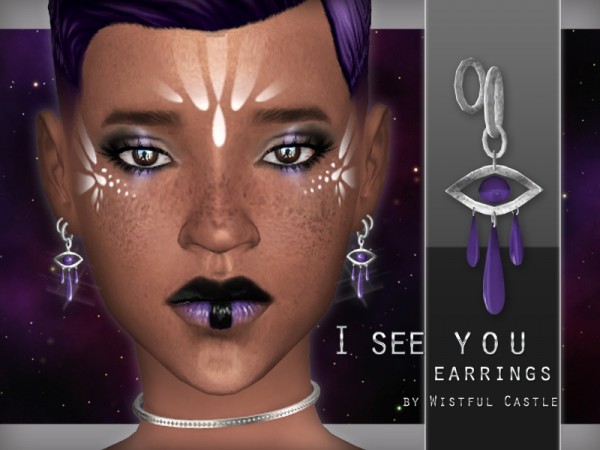  The Sims Resource: I see you   earrings by WistfulCastle