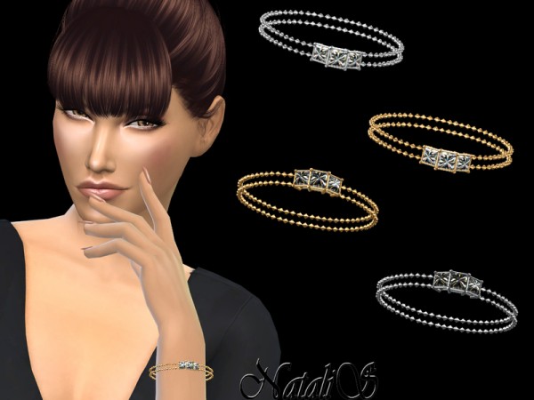  The Sims Resource: Three stone princess cut bracelet by NataliS