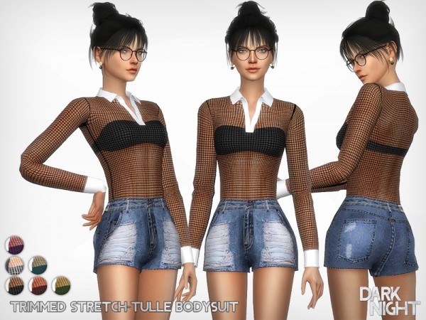  The Sims Resource: Trimmed Stretch Tulle Bodysuit by DarkNighTt
