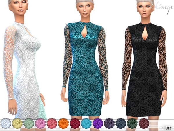  The Sims Resource: Embroidered Brocade Dress by ekinege