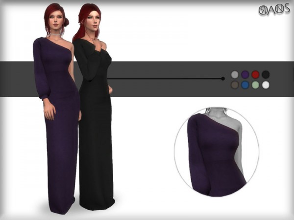  The Sims Resource: Off Shoulder Maxi Dress by Oranos TR