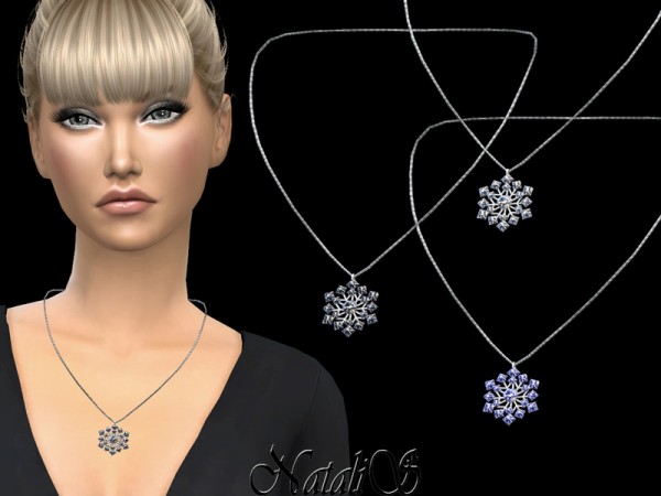  The Sims Resource: Sparkling snowflake pendant necklace by NataliS