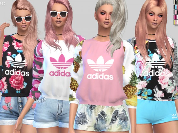  The Sims Resource: Sandy and Luna Sporty Sweatshirts by Pinkzombiecupcakes
