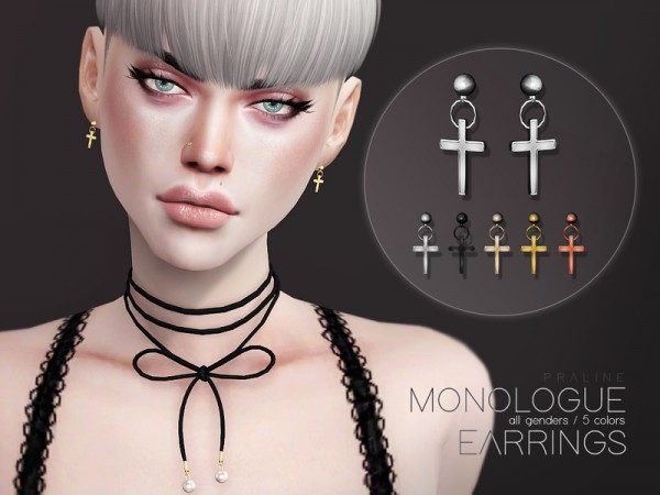  The Sims Resource: Monologue Earrings by Pralinesims