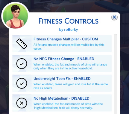  Mod The Sims: Fitness Controls by roBurky