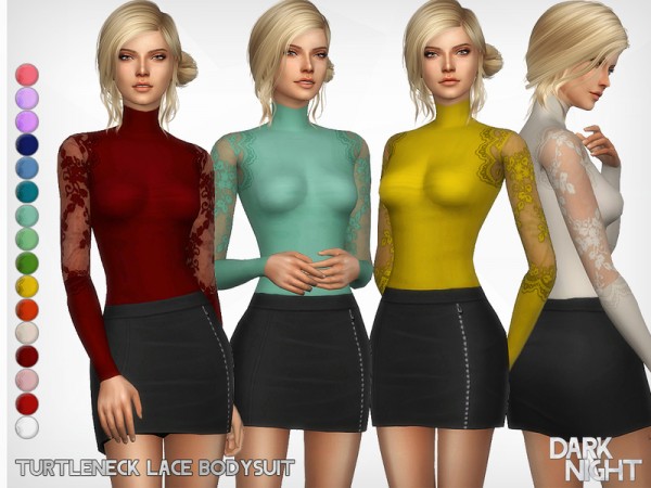  The Sims Resource: Turtleneck Lace Bodysuit by DarkNighTt