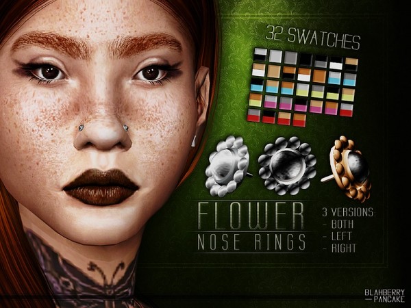  The Sims Resource: Flower Nose Rings by Blahberry Pancake