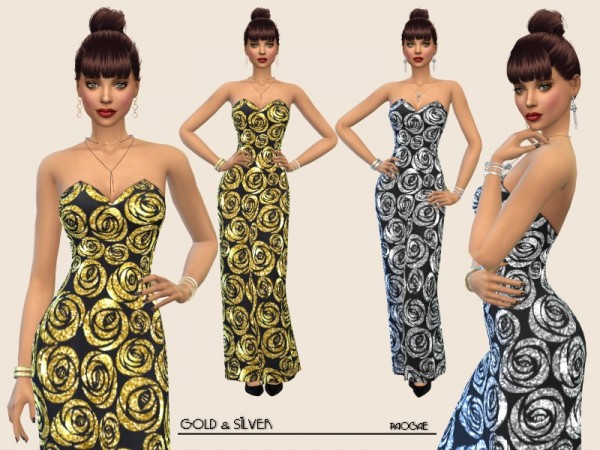  The Sims Resource: Gold and Silver dress by Paogae