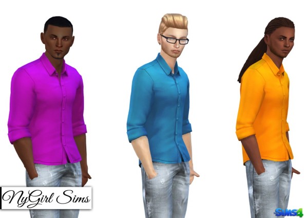  NY Girl Sims: Untucked Rolled Sleeve Button Up
