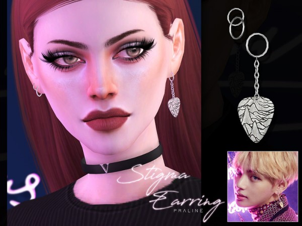  The Sims Resource: Stigma Earrings by Pralinesims