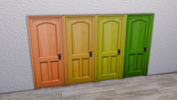  La Luna Rossa Sims: Wooden Three Panel Door colored