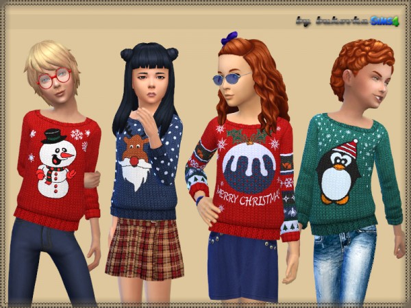  The Sims Resource: Christmas Sweater for kids by bukovka