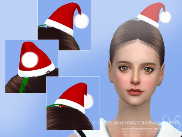  The Sims Resource: Headwear Christmas hat 201705 by S Club