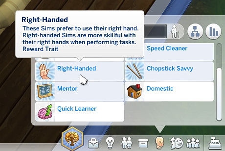  Mod The Sims: Reveal the Handedness Traits! by MattBrancher