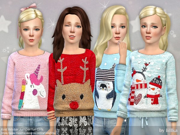  The Sims Resource: Knit Winter Jumper for Girls by lillka