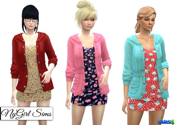  NY Girl Sims: Utility Jacket with Printed Mini Dress
