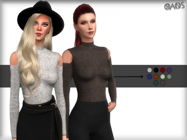  The Sims Resource: Cold Shoulder Top by OranosTR