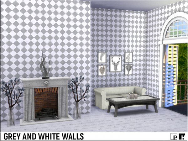  The Sims Resource: Grey and White Walls by Pinkfizzzzz