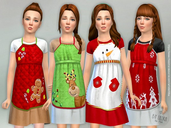  The Sims Resource: Christmas Apron for Girls by lillka