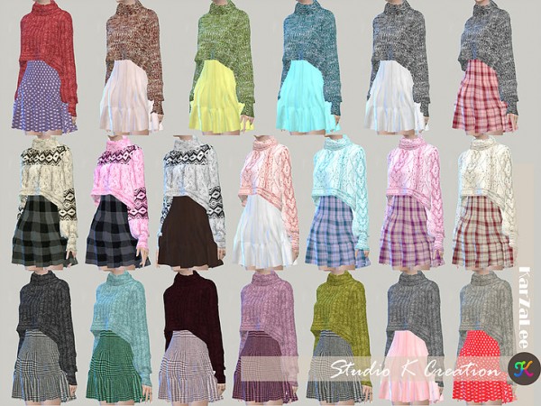 Studio K Creation: Secret Pink high neck sweater dress • Sims 4 Downloads