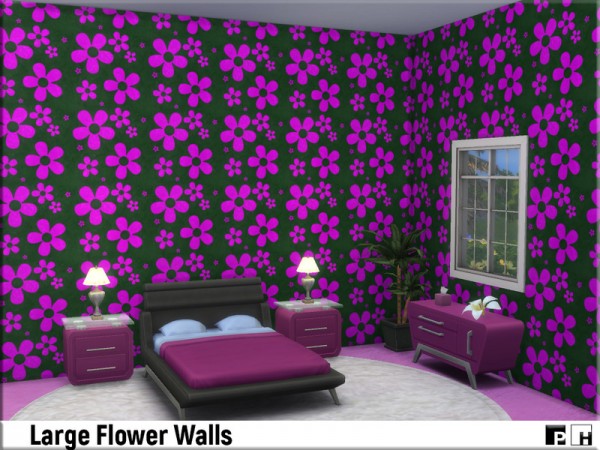  The Sims Resource: Large Flower Walls by Pinkfizzzzz