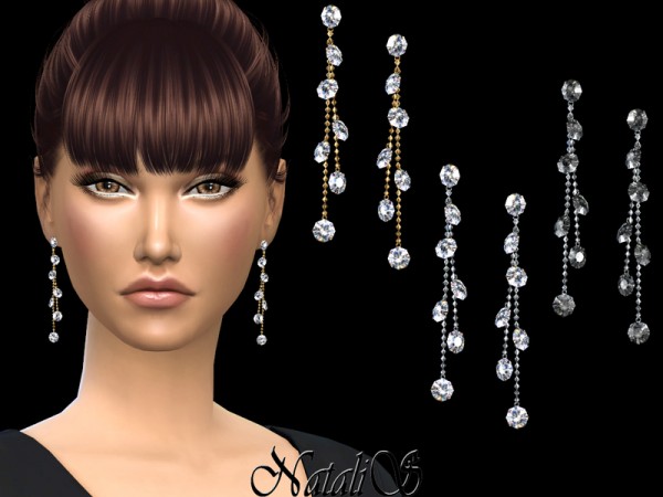  The Sims Resource: Multi crystals dangling earrings by NataliS