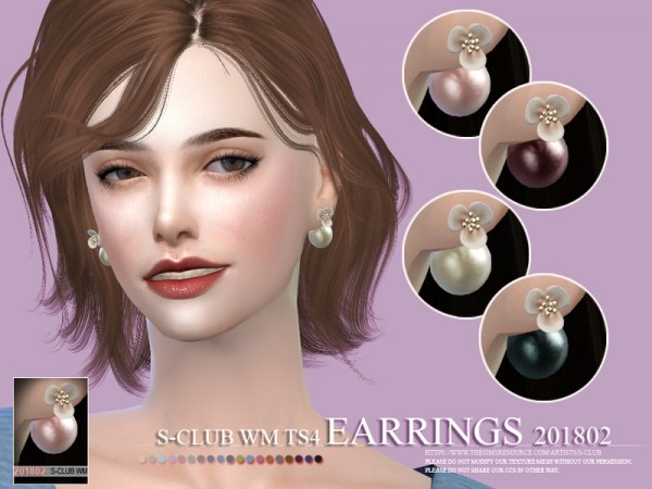  The Sims Resource: Earrings F 201802 by S Club