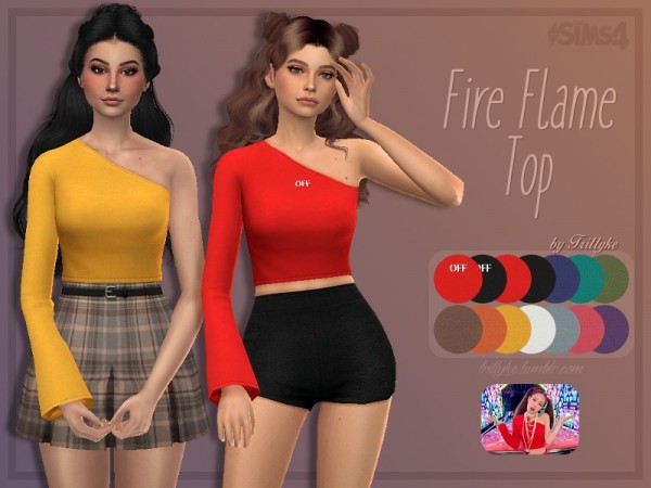  The Sims Resource: Fire Flame Top by Trillyke