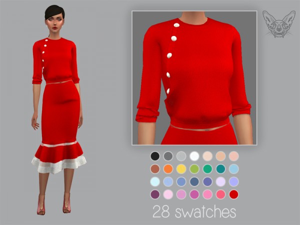  The Sims Resource: Sweater With Pearl Buttons by feyona
