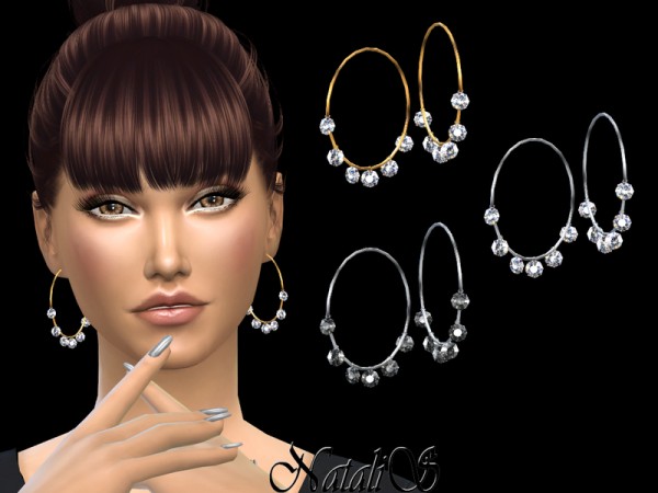  The Sims Resource: Multi crystals pendants hoop earrings by NataliS