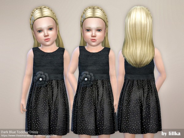  The Sims Resource: Dark Blue Toddler Dress by lillka