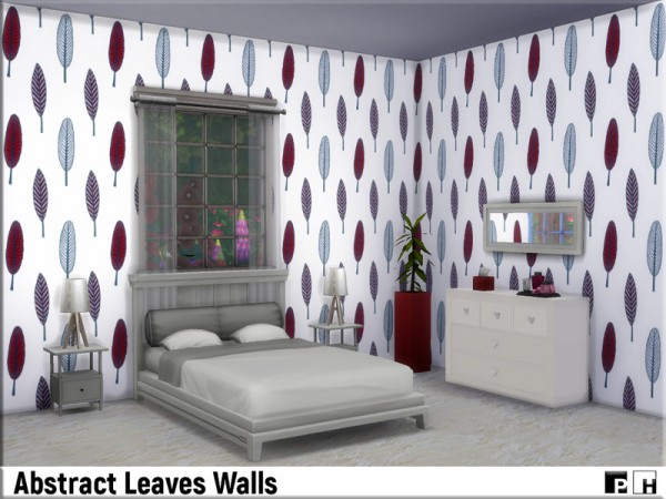  The Sims Resource: Abstract Leaves Walls by Pinkfizzzzz