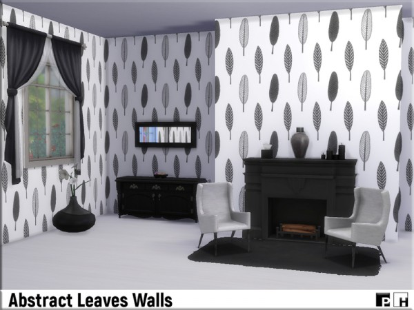  The Sims Resource: Abstract Leaves Walls by Pinkfizzzzz